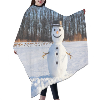 Personality  Funny Snowman In Black Hat Hair Cutting Cape