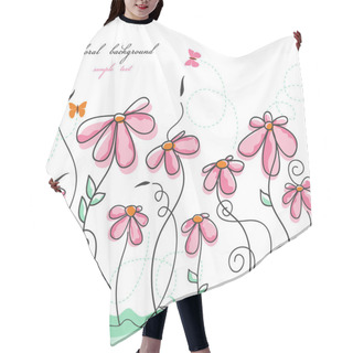 Personality  Pink Flowers Garden With Butterflies Hair Cutting Cape