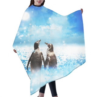 Personality  Penguin Couple In Night Fantasy Landscape Hair Cutting Cape