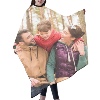Personality  Happy Family In Autumn Forest Hair Cutting Cape