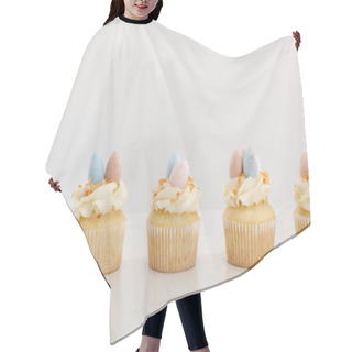 Personality  Tasty Easter Cupcakes Isolated On Grey Hair Cutting Cape