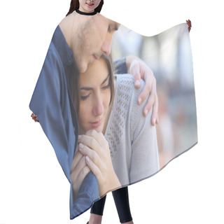 Personality  Man Comforting His Sad Mourning Friend Hair Cutting Cape
