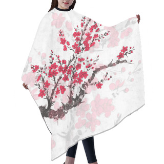Personality  Card With Sakura Flowers  Hair Cutting Cape