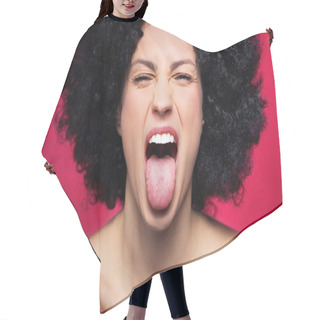 Personality  Woman With Afro Sticking Her Tongue Out Hair Cutting Cape