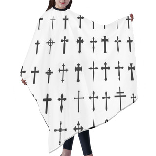Personality  Illustration Vector Simple Christian Cross Icon Collection Hair Cutting Cape
