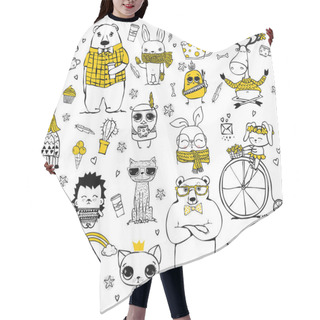 Personality  Cute Doodle Hipster Animals Hair Cutting Cape