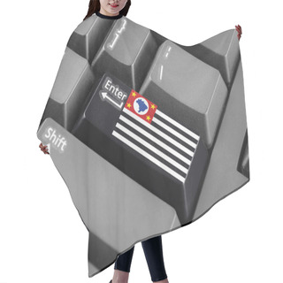 Personality  Enter Button With Flag Of Sao Paulo State Hair Cutting Cape