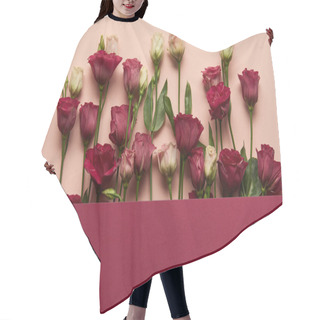 Personality  Blooming Pink And White Flowers With Green Leaves On Pink Background  Hair Cutting Cape