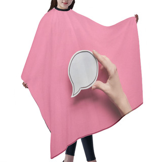 Personality  Top View Of Empty White Speech Bubble On Pink Background Hair Cutting Cape