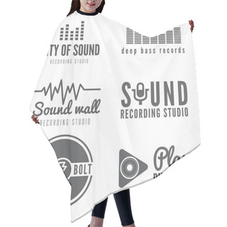 Personality  Set Of Logo, Badge,label, Sticker, Emblem, Print Or Logotype Elements For Sound Recording Studio, T-shirt Or Sound Production Hair Cutting Cape