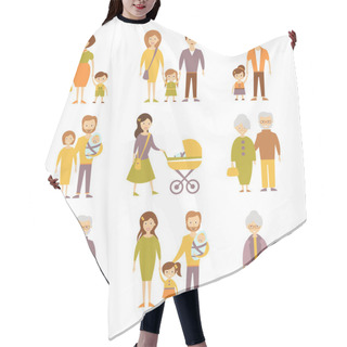 Personality  Family Flat Icons Set Hair Cutting Cape