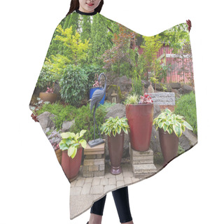 Personality  Garden Backyard Landscaping With Plants And Stone Pavers Hair Cutting Cape