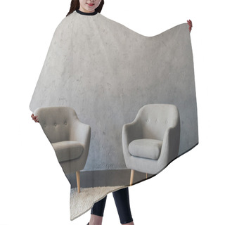 Personality  Grey Armchairs On Carpet  Hair Cutting Cape
