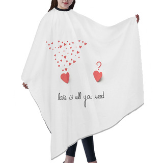 Personality  Top View Of Two Red Paper Cut Hearts On White Background With 