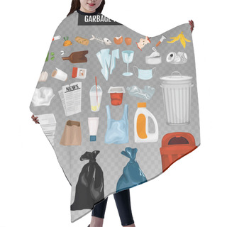 Personality  Trash Garbage Icon Set Hair Cutting Cape