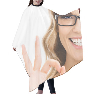 Personality  Businesswoman With Okay Gesture, Isolated Hair Cutting Cape