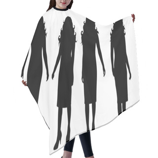 Personality  Vector Silhouette Of Set Of Woman On White Background. Hair Cutting Cape