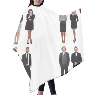 Personality  Set Of Multi-ethnic People Is Posing On White Background Hair Cutting Cape