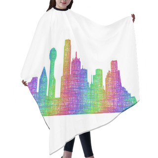 Personality  Dallas Skyline Silhouette - Multicolor Line Art Hair Cutting Cape