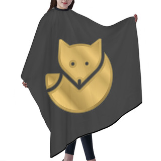 Personality  Arctic Fox Gold Plated Metalic Icon Or Logo Vector Hair Cutting Cape
