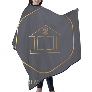Personality  Bank With Dollar Sign Golden Line Premium Logo Or Icon Hair Cutting Cape