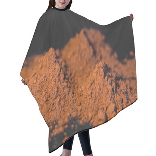 Personality  Close Up View Of Dry Cocoa Powder On Black Background  Hair Cutting Cape