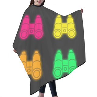 Personality  Binocular Four Color Glowing Neon Vector Icon Hair Cutting Cape