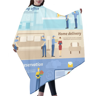 Personality  Home Delivery Service Flat Banners Set Hair Cutting Cape