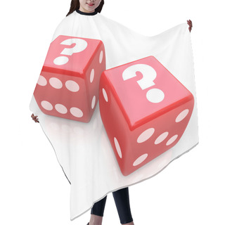 Personality  Question Marks On Two Red Dice Uncertain Fate Hair Cutting Cape