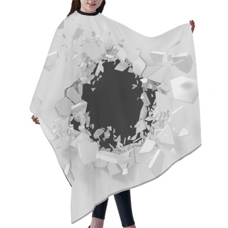 Personality  Cracked Concrete Wall With Explosion Hole Hair Cutting Cape