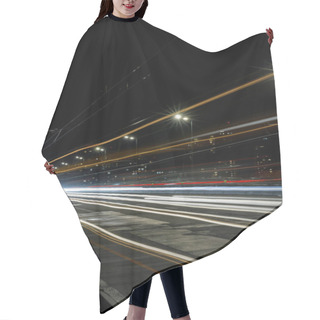 Personality  Long Exposure Of Bright Lights On Road At Night Busy City Hair Cutting Cape