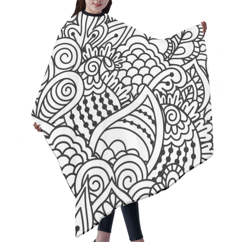 Personality  Seamless black and white background. hair cutting cape