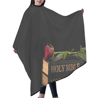Personality  Red Rose On Holy Bible On Black Background, Funeral Concept Hair Cutting Cape