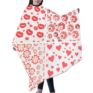 Personality  Set Of Seamless Love Patterns. Hair Cutting Cape