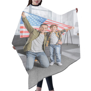 Personality  Father And Son With American Flag Hair Cutting Cape