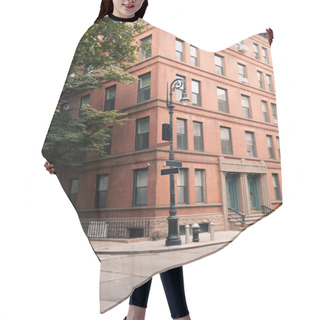 Personality  Lantern And Tree Near Brick Building On Urban Street In New York City Hair Cutting Cape