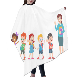 Personality  Little Kid Go Home From School And Say Goodbye Hair Cutting Cape