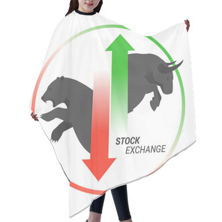 Personality  Stock Market Concept Bull Vs Bear With Up And Down Arrow Hair Cutting Cape