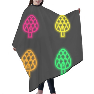 Personality  Artichoke Four Color Glowing Neon Vector Icon Hair Cutting Cape