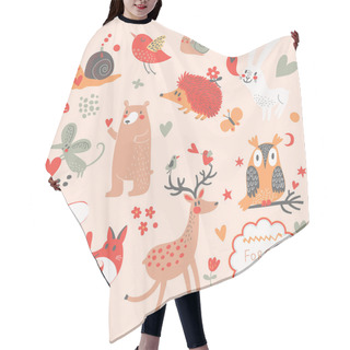Personality  Cartoon Set Of Cute Wild Animals In The Forest Hair Cutting Cape