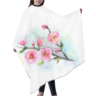 Personality  Sakura Watercolor Flowers Hair Cutting Cape