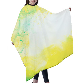 Personality  Abstract Background With Green And Yellow Paint Flowing In Water Hair Cutting Cape