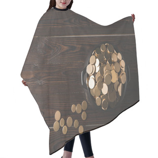 Personality  Top View Of Pot Of Golden Coins On Wooden Table, St Patricks Day Concept Hair Cutting Cape