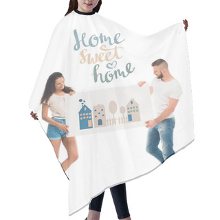 Personality  Attractive Couple With Banner Hair Cutting Cape