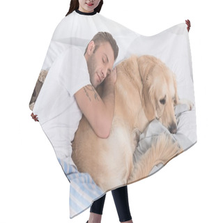 Personality  Man Sleeping And Hugging Dog Hair Cutting Cape
