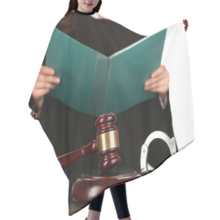 Personality  Judge Read Verdict On White Background Hair Cutting Cape