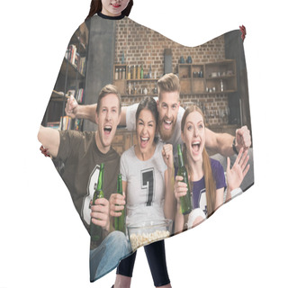 Personality  Young Friends Drinking Beer Hair Cutting Cape