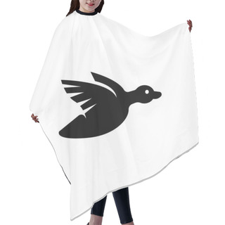 Personality  Duck Flying, Hunt Wild Waterfowl Bird. Flat Vector Icon Illustration. Simple Black Symbol On White Background. Duck Flying, Hunt Wild Waterfowl Bird Sign Design Template For Web And Mobile UI Element Hair Cutting Cape