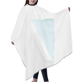 Personality  White Torn And Rolled Paper On Light Blue Background Hair Cutting Cape