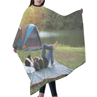 Personality  Holiday Camping - Young Boy Resting On Pallet Hair Cutting Cape